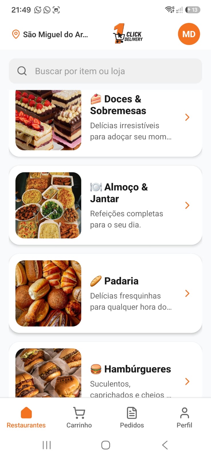 Aplicativo 1 Click Delivery